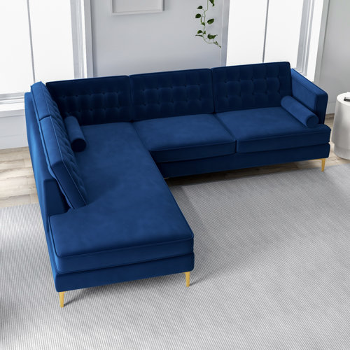 Etta Avenue™ Addilynn 2 Piece Velvet Sectional & Reviews Wayfair